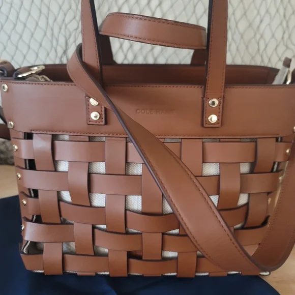 Cole Haan Brown Woven Leather Bag - STUNNING - Picture 8 of 16